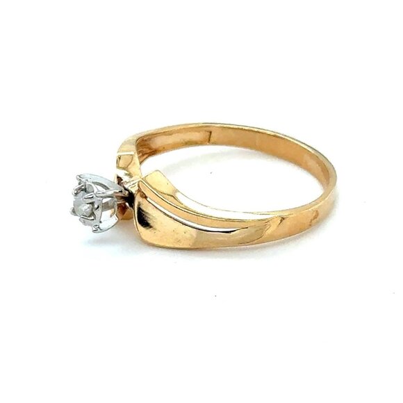 10K Gold Single Diamond Band Ring - Picture 8 of 10
